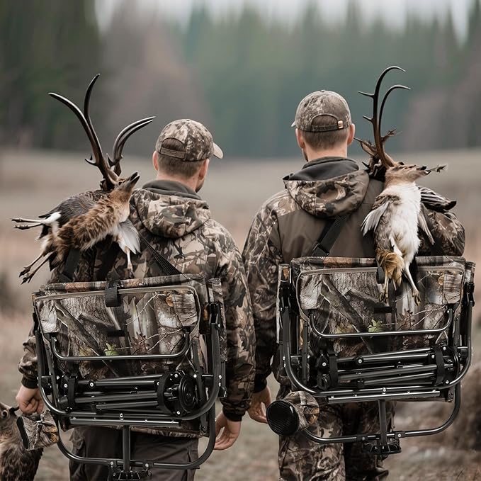 REDCAMP 360° Swivel Hunting Chairs for Ground Blinds, Camo Camping Chairs Portable Folding, Hunting Seats with Hard Arms for Fishing Camping