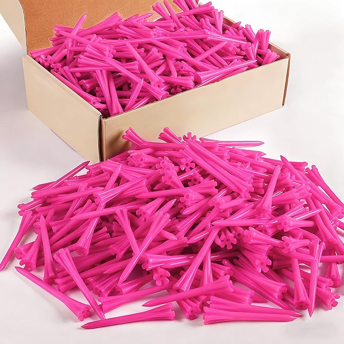 FINGER TEN Golf Tees Plastic Unbreakable Easy to Find Bulk Value 500 Count, 2 3/4 3 1/4 Inch Stable Tee Driving Range Reduce Friction, Green Red White USA Flag Practice