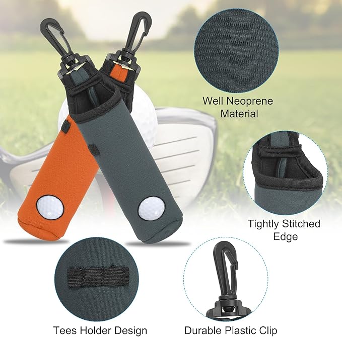 PATIKIL Golf Ball Carry Bag Golf Tee Holder Pouch Portable Neoprene Golf Ball Holder with Clip for Men and Women