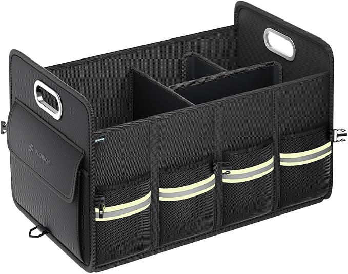 FLORICH Trunk Organizer for Suv, Premium Waterproof Car Organizers and Storage, Collapsible Multi-Compartment Truck Organizer Back Seat Storage for Car