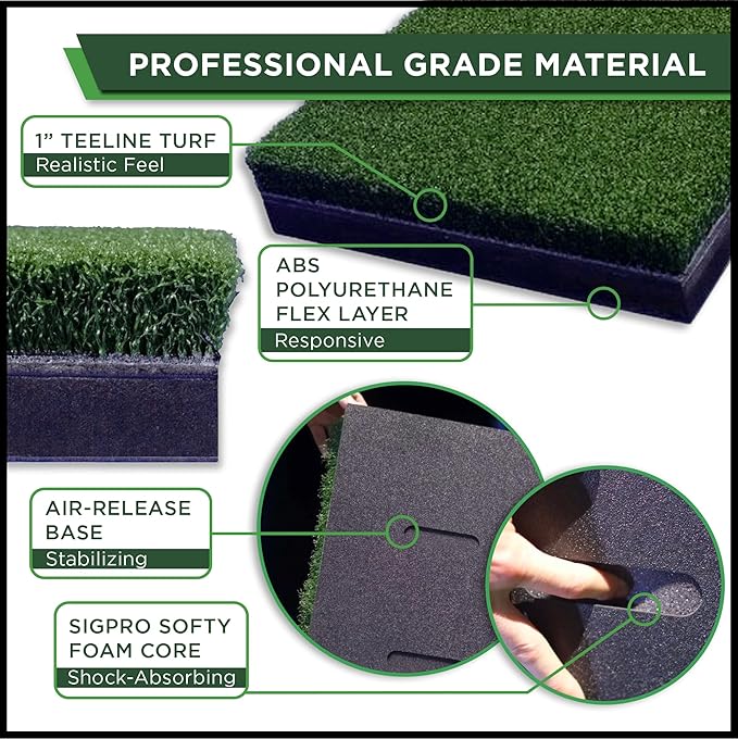 SIGPRO Softy Golf Mat - Professional-Grade Practice Mat - Realistic Fairway Feel - Real Tee Capable, Replaceable Hitting Strip, Thick Cushioning & Joint-Friendly Design