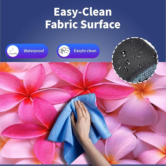 Wknoon. Extra Large Gaming & Office Mouse Pad (31.5" x 11.8") with Durable Stitched Edges – Girly Tropical Plumeria Flowers Bliss Close-up of Vibrant Red Hot Pink Exotic Hawaii Floral, XXL Desk Mat