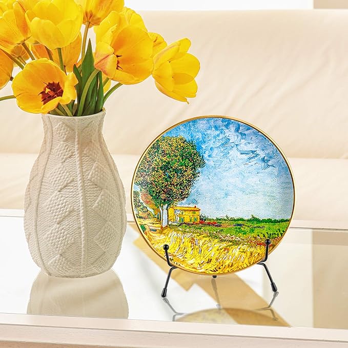 Mocoosy 4 Pack Improved Anti-Slip Plate Stands for Display, 6 Inch Plate Holder Display Stand, Picture Frame Holder Stand, Black Iron Easel Stands for Photo, Decorative Plate and Tabletop Arts