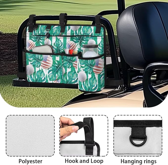 Golf Ball Golf Cart Rear Seat Organizer Universal No Drilling Storage Bag Lightweight Accessories