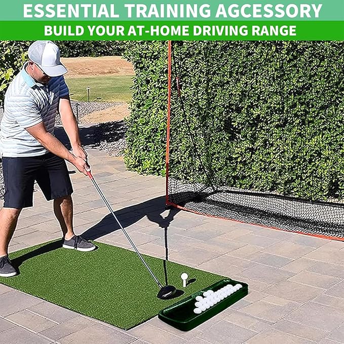 Golf Ball Tray, Dark Green | 100-Ball Capacity | Heavy-Duty High-Impact Plastic Dispenser | Universal Fit for All Golf Hitting Mats, Practice & Simulators