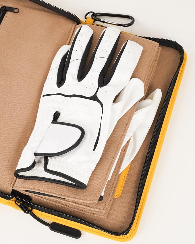 Golf Glove Holder Case for Accessories Portable Golfer Gifts for Men & Women Caddy Organizer Case with Storage Slots for Cards, Tees & Ball Markers Embroidered Beer Bear