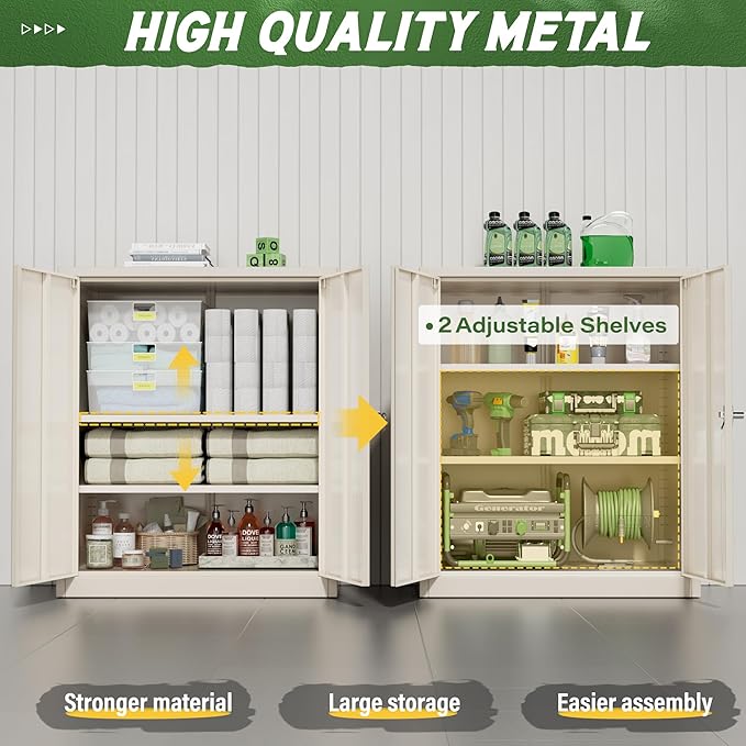 Greenvelly Metal Storage Cabinet with Doors and Shelves,Lockable Storage Cabinet for Office,36”Gray Metal Utility Cabinet Garage Cabinets, Lockable File Cabinet for Home Office, Garage, Kitchen, Shop