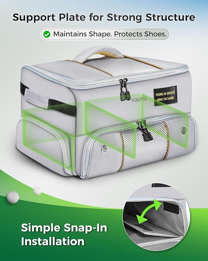 YOREPEK Upgraded Golf Trunk Organizer, Christmas Gifts for Golfers, with Removable Insulated Pouch&Dust-Proof Protective Layer, Multi-Compartment fits 2 Pairs of Shoes, Golf Accessories