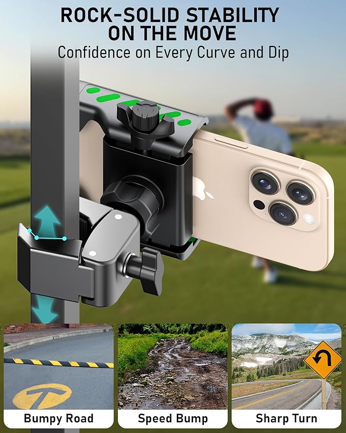Golf Cart Phone Holder Mount, Golf Cart Accessories Essential Gift for Golfers Men Women, Fits EZGO Club Car Yamaha, Phone Caddy for iPhone Galaxy Pixel, 2025 Stocking Stuffers, for Men