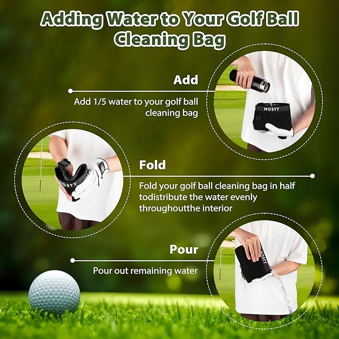 MOSTY Golf Club & Ball Cleaner Bag,Durable Golf Club Cleaning Kit and Ball Washer Pouch,Club Cleaner for Golf Bag, Golf Gifts for Men Women Golfers Him Unique, Essential Golf Accessories