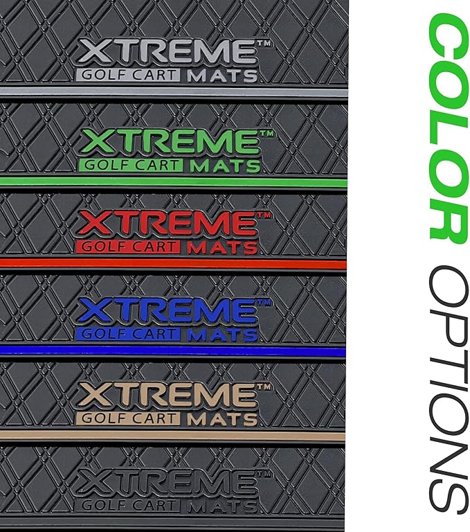 Xtreme Mats Club Car Compatible Golf Cart Mat, Full Coverage Rubber Floor Liner - Fits Club Car DS (1982-2013) and Villager (1982-2018) - Black with Red Trim