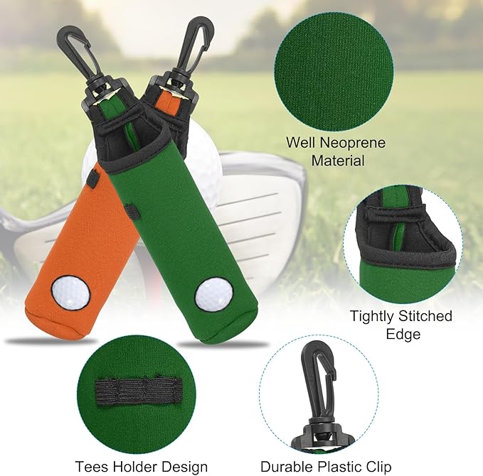 PATIKIL Golf Ball Carry Bag Golf Tee Holder Pouch Portable Neoprene Golf Ball Holder with Clip for Men and Women