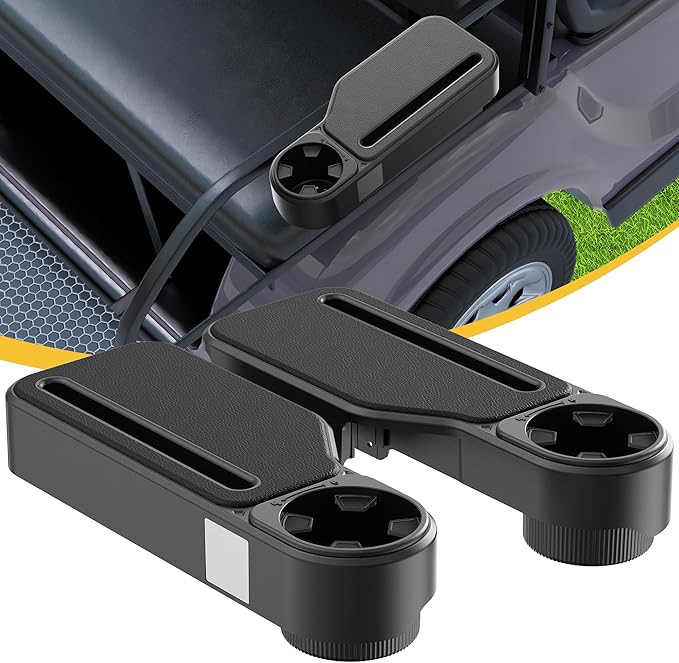 Upgraded Golf Cart Armrest with Cup Holder – Wide Comfort Pad, Universal Fit for EZGO, Club Car, Yamaha – Waterproof, Tool-Free Install, Fits 1" & 1.25" Square Tubes
