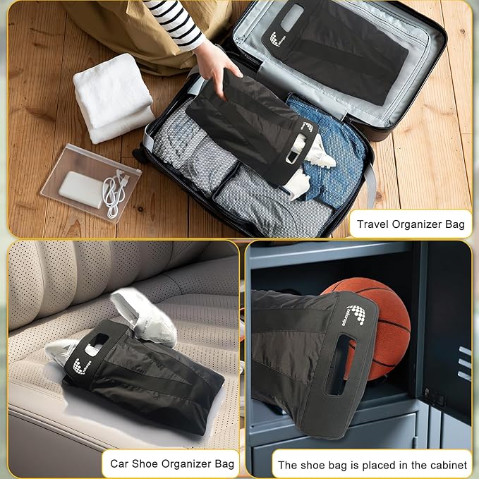 Shoe Bag，Shoe Bags for Travel，Golf Shoe Bag，Cleat Bags for Sports Smell Proof，New Upgraded Waterproof, Anti-odor, Remove odor（Double magnetic closure design）