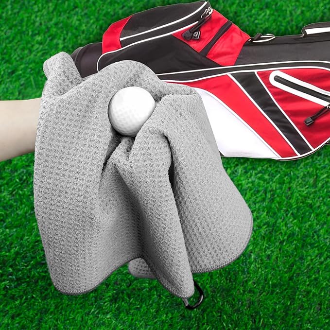 3 Pack 16" X 16" Golf Towels for Golf Bags for Men, Premium Waffle-Pattern Golf Towel with Carabiner Clip, Super Absorbent Microfiber Towel, Golf Accessories for Men, 3 Dark-Blue Colors