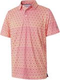 Golf Shirts for Men Dry Fit Short Sleeve Print Performance Moisture Wicking Polo Shirt