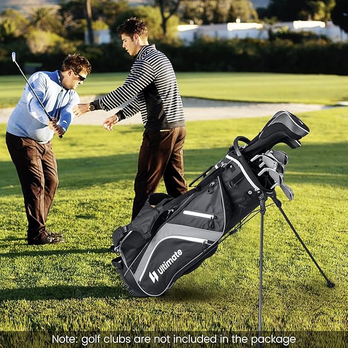 Tangkula Golf Stand Bag with 14 Way Top Dividers, Lightweight 6 Pockets Golf Club Bag with Cooler Bag, Adjustable Dual Strap & Rain Hood, Golf Carry Bag for Men & Women