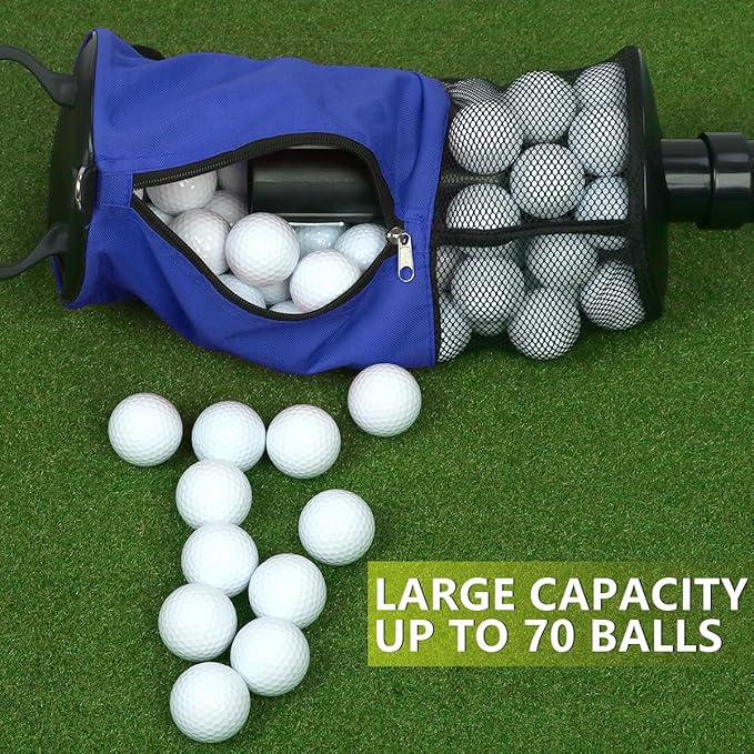 HOW TRUE Golf Ball Retriever, Portable Shag Bag Golf Ball Pick Up with Removable Plastic Tube, Pocket Shagger Storage