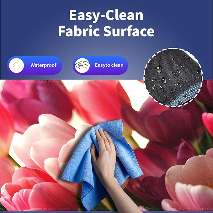 Wknoon. Extra Large Gaming & Office Mouse Pad (31.5" x 11.8") with Durable Stitched Edges – Bouquet of Tulips Flowers Pink and Purple Blossoms Girly Floral Close-up, Anti-Slip Extended XXL Desk Mat