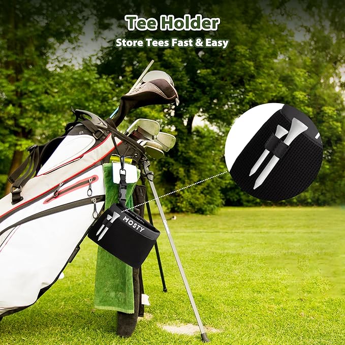 MOSTY Golf Club & Ball Cleaner Bag,Durable Golf Club Cleaning Kit and Ball Washer Pouch,Club Cleaner for Golf Bag, Golf Gifts for Men Women Golfers Him Unique, Essential Golf Accessories
