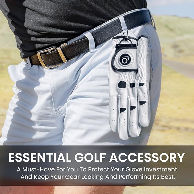 FINGER TEN Golf Glove Grabber Holder with 360° Metal Carabiner Clip 2 Pack, Universal Both Sides Grabber Keeper Strap Quick Storage Gloves, Lightweight Portable Easy Clip-On for Bags