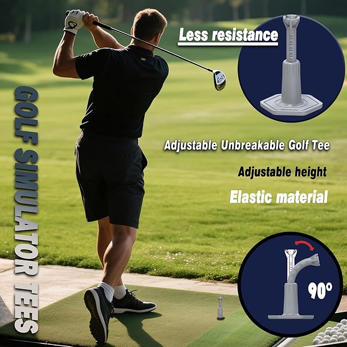 Adjustable Driving Range Golf Tee，Rubber Golf Simulator Tees for Mats，Indoor Golf & Outdoor Practice Accessories，3.9 Inch and 2.8 Inch （2 Pack Gray+2 High Struts）