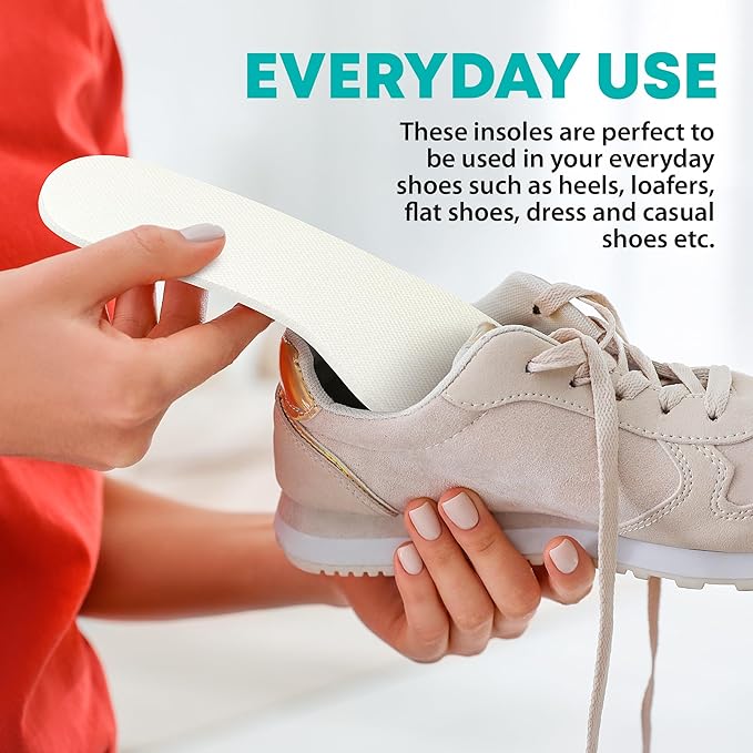 Shoe Filler Insert - Full Length Daily Latex Foam Shoe Inserts, Shoe Insoles for Shoes That are Too Big, 3 Pairs (EU 28-34, US Kids 11- US Junior 4)