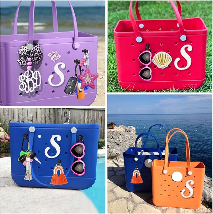 Mity rain Letter Charms for Bogg Bag，Alphabet Lettering Accessories Charms Compatible with Bogg Bag Original All Models, Insert Decorative Letter for Handbag Beach Tote Bag S
