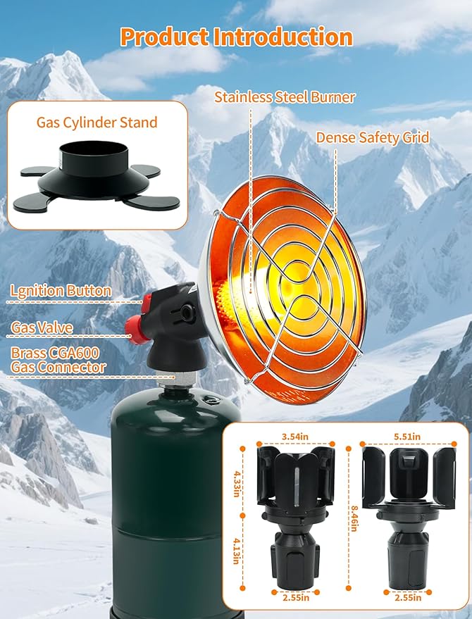 2-in-1 7200 BTU Golf Cart Heater Propane with Storage Box, Adjustable Cup Holder & Camping Base, Compatible with EZGO, Club Car, Yamaha, and More, Golf Cart Accessories (Propane Tank Not Included)