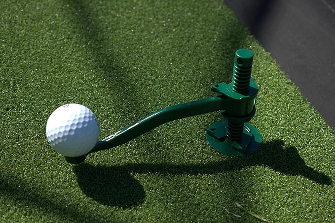 Golf Tee for Mat Adjustable Height with Flexible Arm for Driving Range, Backyard, Garage, Indoor Outdoor. Practice Device. Made in USA