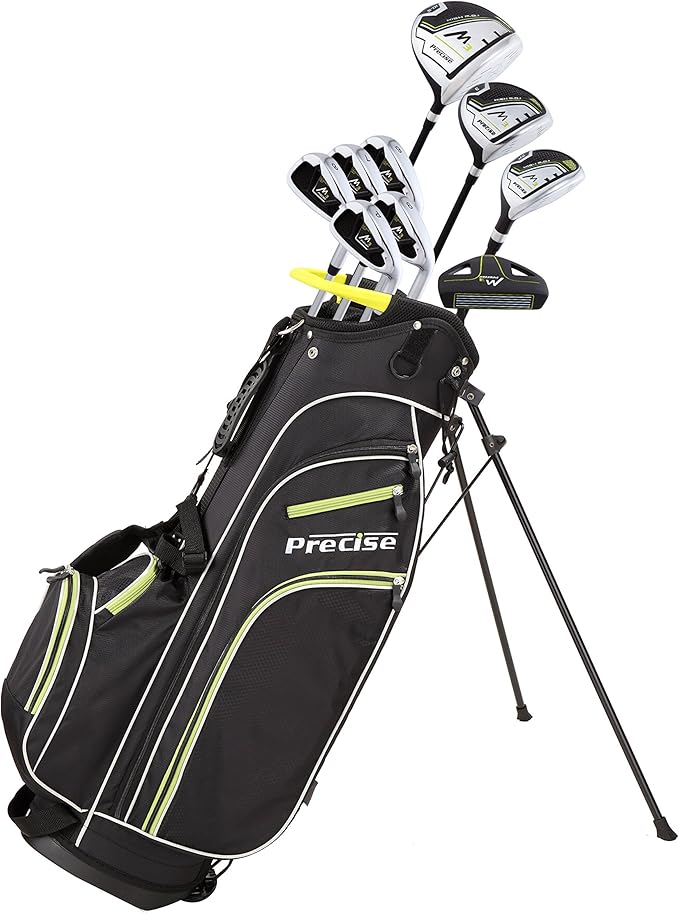 Precise M3 Men’s 14-Piece Golf Set – 460cc Driver, Wood, Hybrid, 6-PW Irons, Putter, Stand Bag, 3 Headcovers and Cover - RH