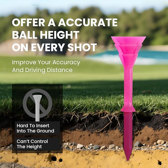 FINGER TEN Unbreakable Golf Tees Plastic 3 1/4 inch Value 50/100 Pack, Low Friction & Low Ball Spin Long Tees to Improve Distance & Accuracy, Durable Tees with Assorted Colors to Practice