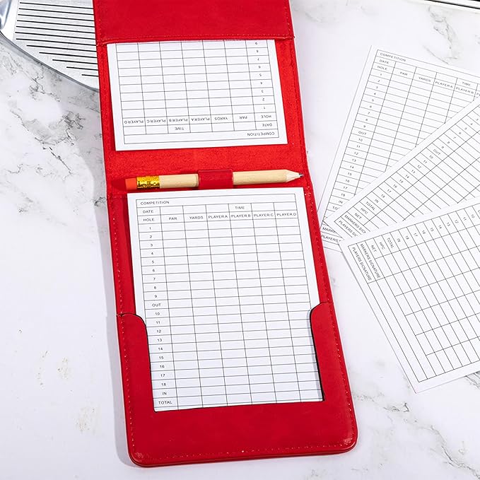 Personalized Leather Golf Scorecard Holder Customize Name Golf Yardage Book Cover Accessories Father Day Christmas Birthday Gifts for Men Women