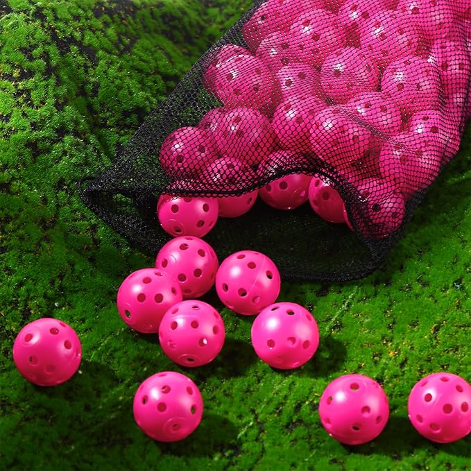 80 Pack Practice Golf Balls Limited Flight 42 mm Golf Training Airflow Hollow Plastic Ball for Women Men Indoor Outdoor Driving Range Swing Practice Home