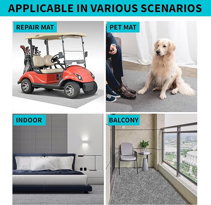 10L0L Golf Cart Garage Mat,Durable, Waterproof, Oil-Resistant,Anti-Slip Universal Parking Mats for Yamaha Club Car EZGO Golf Cart/Motorcycle/ATV/UTV,Size 106" x 59"