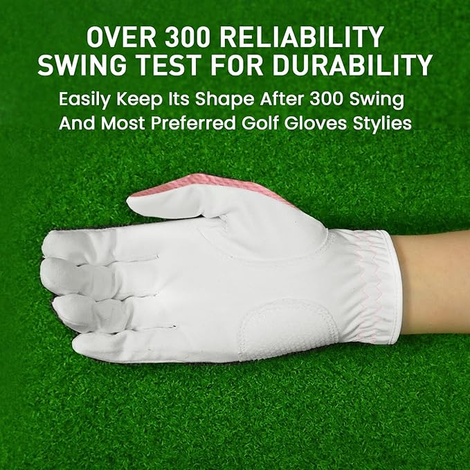 FINGER TEN Womens Golf Glove Right Handed Golfer Left Hand Rain Grip Hot Wet All Weather Value 2 Pack, Golf Gloves Breathable Flexible for Ladies Women