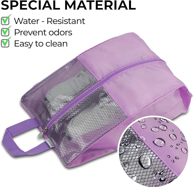 Shoe Bags For Travel, Used As For Storage or Shoe Travel Bag, Space Saving When Travelling With This Travel Shoe Bags For Packing, Sneaker Bag. (Light Purple, 2 Pack, Large)