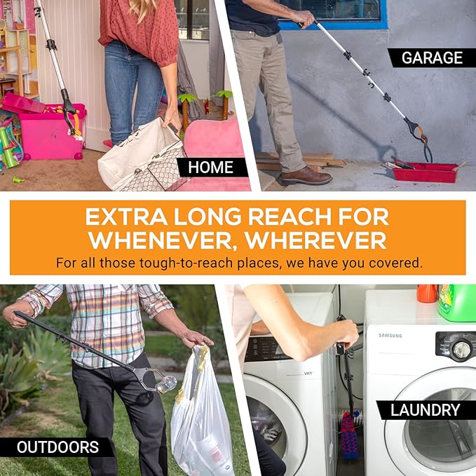 EZPIK Classic 40" Flexible Folding Grabber Tool for Elderly + Magnets, Reacher for Disabled & Seniors Heavy Duty Rotating Grippers for Reaching Underneath, Trash Grabbers & Pickers for Mobility 2-Pack