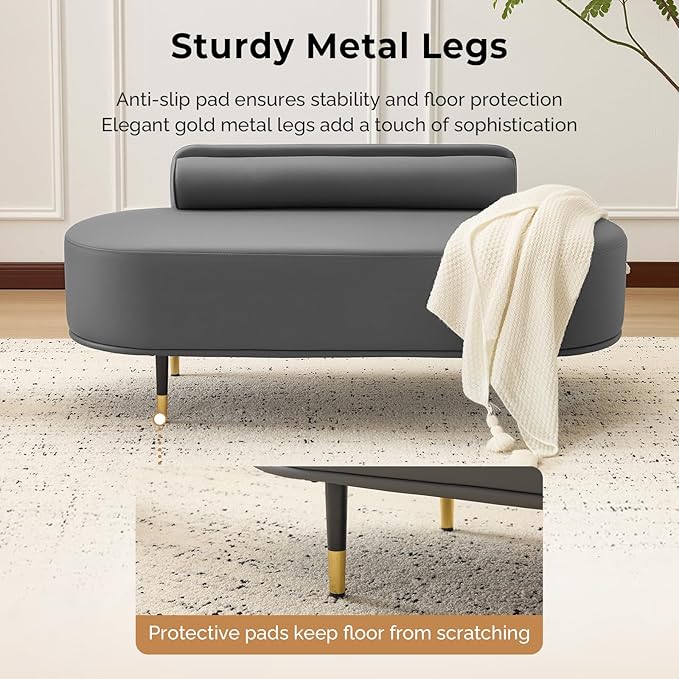 OmySalon Waiting Room Bench with Low Back, 53.5" Office Guest Chair, Faux Leather Upholstered Reception Seating, Lobby Bench for Beauty Salon Barbershop Airport Bank Hall Room Conference