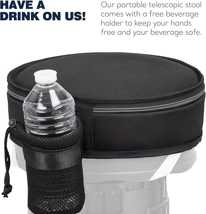 3-in-1 Cushion Carry Case for Round Telescopic Stools, Collapsible Stool Chair Pads with Thickened Foam Cushion, Fits All Round Retractable Folding Stools (Case Only), 2-Pack, Black