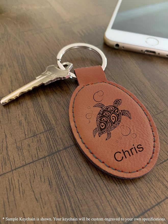 LaserGram Oval Keychain, Golfer Golfing, Personalized Engraving Included (Dark Brown)