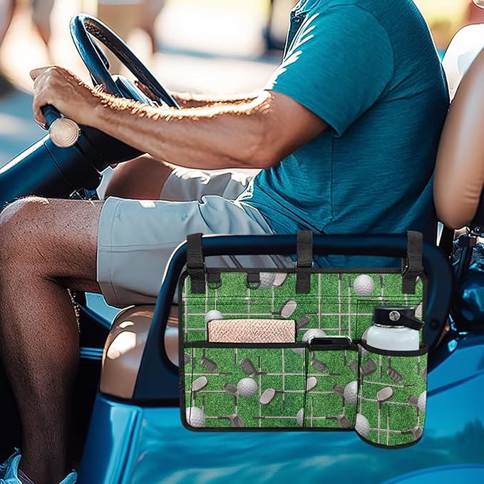 Golf Ball Golf Cart Rear Seat Organizer Universal No Drilling Storage Bag Lightweight Accessories