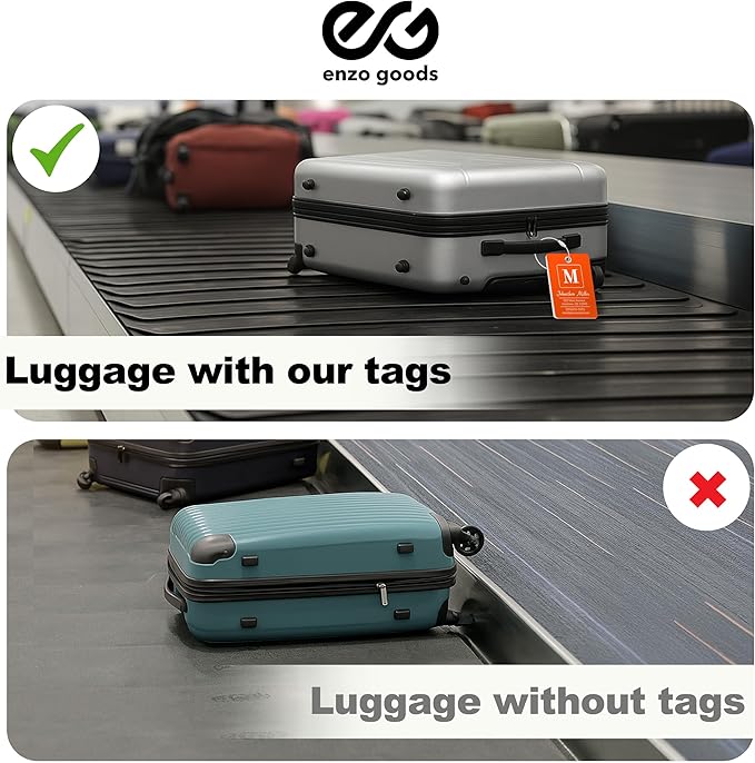 Personalized Luggage Tag | 10 Pack | Custom Luggage Tags for Suitcases | Kids Backpack Tag | 10 Color Options & Choose Font, Font Color