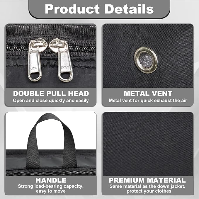 Extra Large Compression Packing Cubes for Travel Essentials, 2 Pack Expandable Travel Cubes for Packing Bags Suitcase Organizer, Black