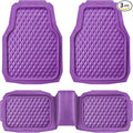 CAR PASS Heavy Duty Rubber Car Mats, Deep Dish All-Weather Floor Mat for Car Full Set Durable Anti-Slip 3D Rhombus Waterproof Trim to Fit Liner Universal Fit Automotive,Sedan,SUV,Truck, 3 Pcs Purple