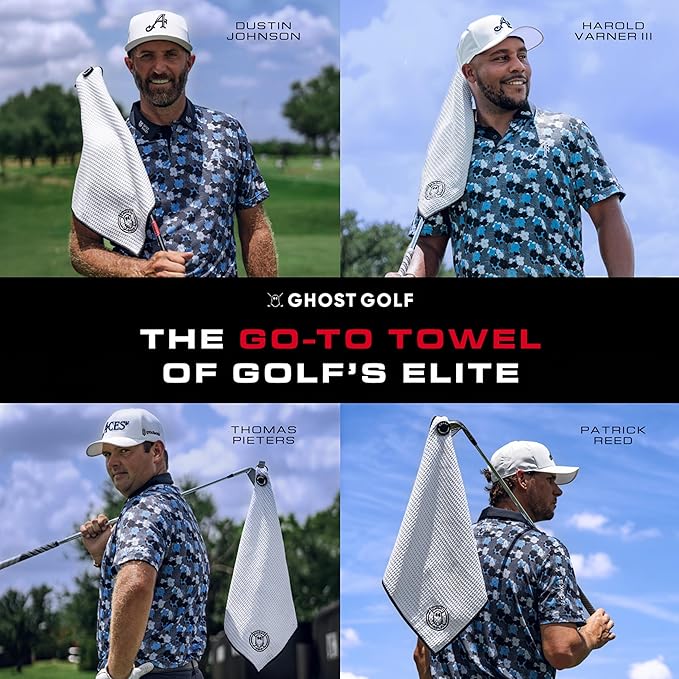 Ghost Golf Magnetic Towel (Greenside) - Premium Ultra-Absorbent Microfiber Golf Towel with Magnet for Golf Carts or Clubs - 18" x 18" Golfing Gear - Waffle Weave Pattern (Red)