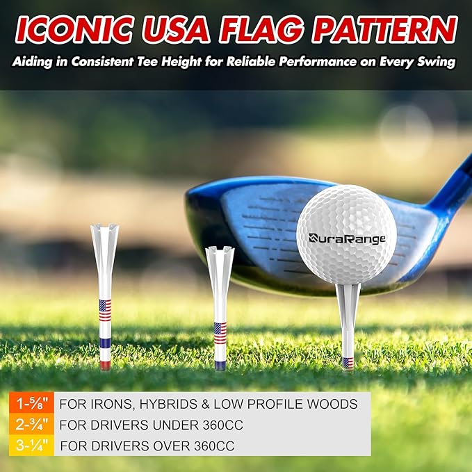 Premium Golf Tees - 5-Prong & 4-Prong Anti-Slip, Enhanced Stability, Unbreakable Golf T 3-1/4" for 360cc Drivers, Ideal Gift for Golfer