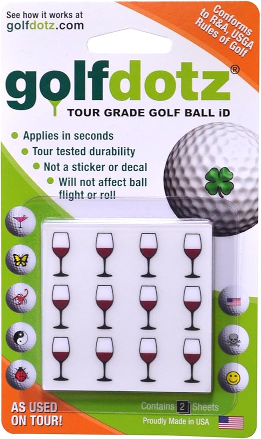 Golfdotz - USGA Rule Conforming Golf Ball Markers, Golf Ball Stickers for Marking Balls, No More Smearing from Stamps, Gifts for Golfers, Dads, and Retirees, (18-32-Count)