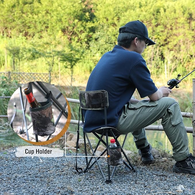 REDCAMP Tripod Hunting Chair for Blinds, Folding Lightweight Portable Fishing Chair for Adults Hunting Stools with Backrest, Golf Chairs for Spectators, Camo