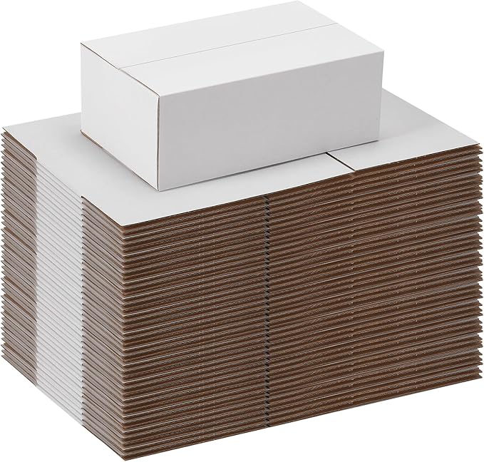 12x4x3 White Shipping Boxes Set of 40, White Kraft Corrugated Cardboard Small Boxes Mailers for Business Packaging Box, Present Box
